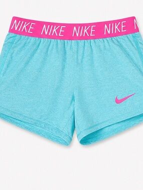 Nike Kids Turquoise Shorts with Pink Logo Waistband